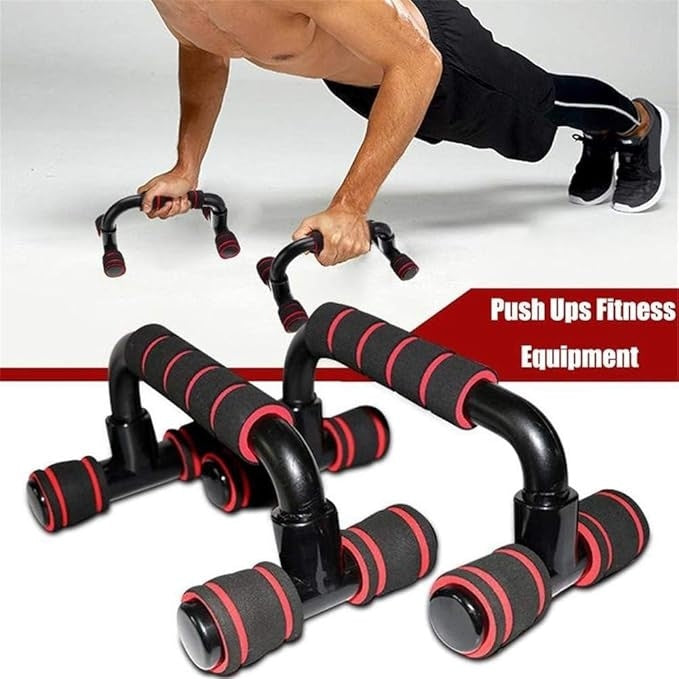 Set 2 manere pentru antrenament, din ABS, cu sistem antialunecare, portabile, pentru tonifierea bratelor si abdomenului, negru