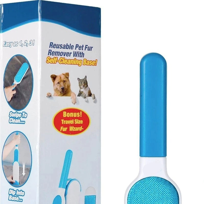 Set 2 perii pentru indepartarea parului de animale FOXMAG24, Alb/Albastru