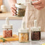 Set 2 recipiente condimente, din sticla, lingura reglabila, capac etans, capacitate 250ml, gri