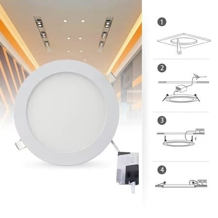 Set 2 spoturi LED Slim 18W, lumina rece 6400K, 1850lm, diametru 22 cm