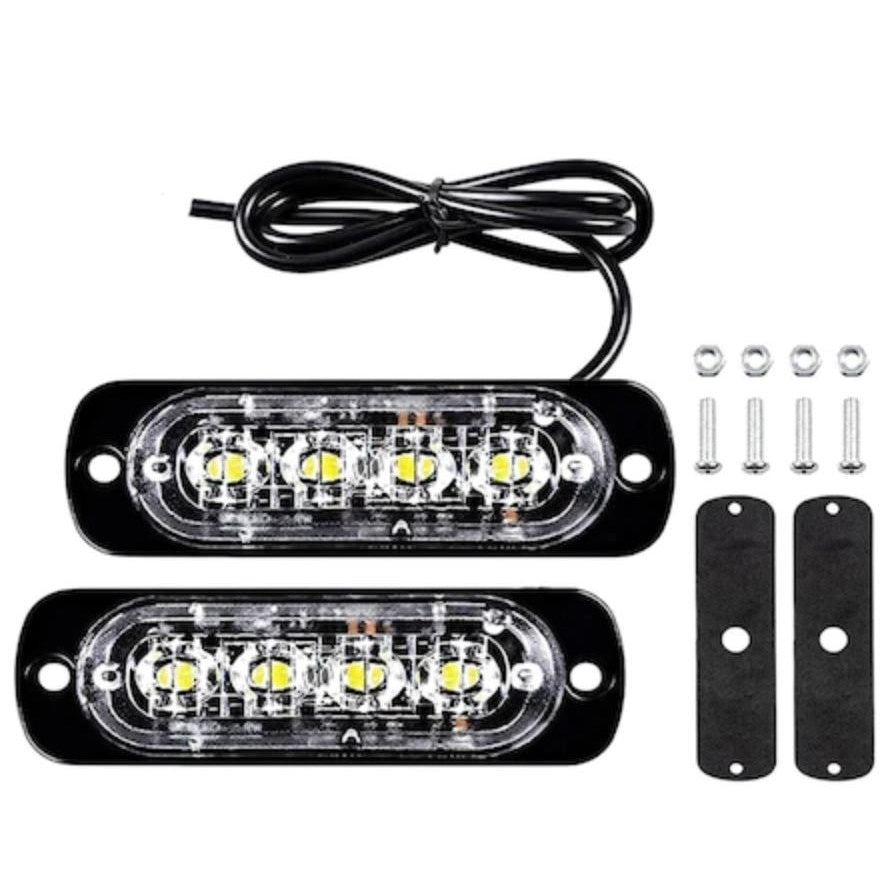 Set 2 Stroboscoape 4 LED-uri, lumini de avertizare galbene pentru Jeep, Off Road, ATV, FOXMAG24