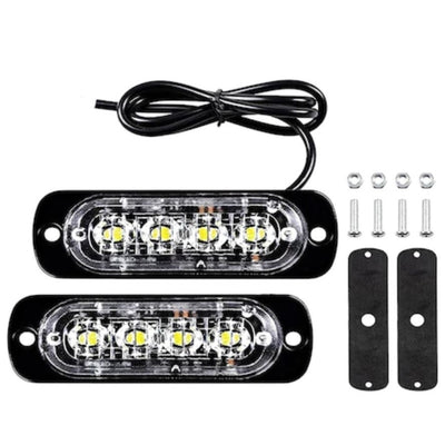 Set 2 Stroboscoape 4 LED-uri, lumini de avertizare galbene pentru Jeep, Off Road, ATV, FOXMAG24