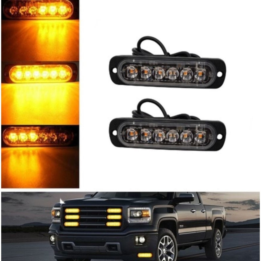 Set 2 Stroboscoape 6 LED FOXMAG24, lumini de avertizare galbene pentru platforma, ATV, Tractor, Jeep, Off Road