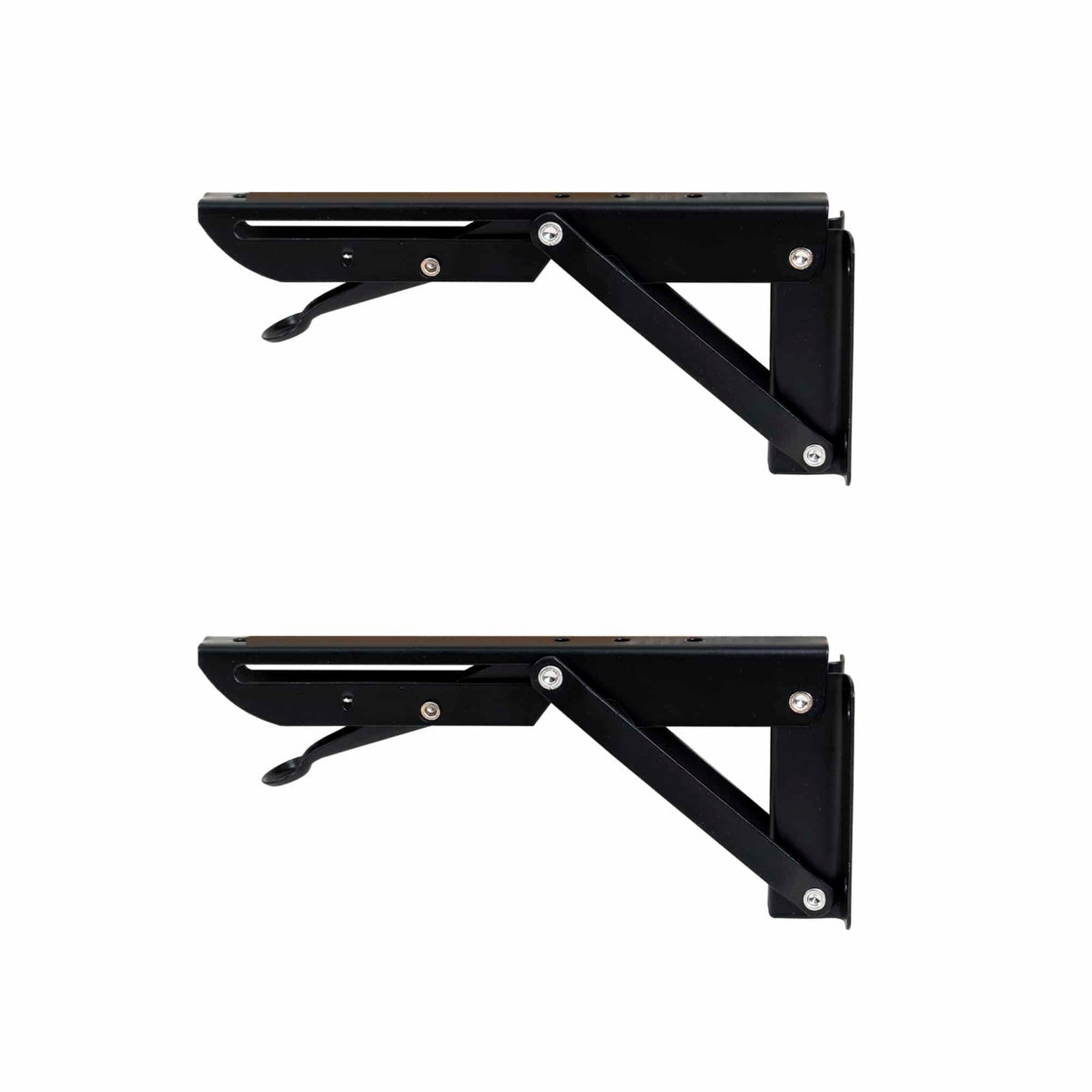 Set 2 suporti pliabili metalici pentru raft, 200mm, culoare neagra