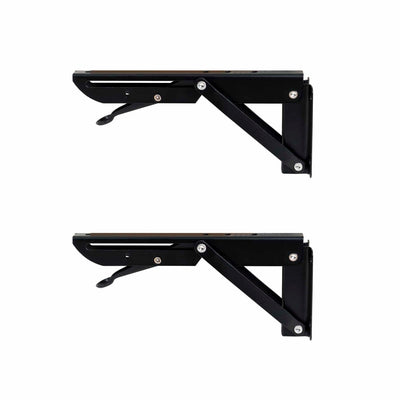 Set 2 suporti pliabili metalici pentru raft, 200mm, culoare neagra