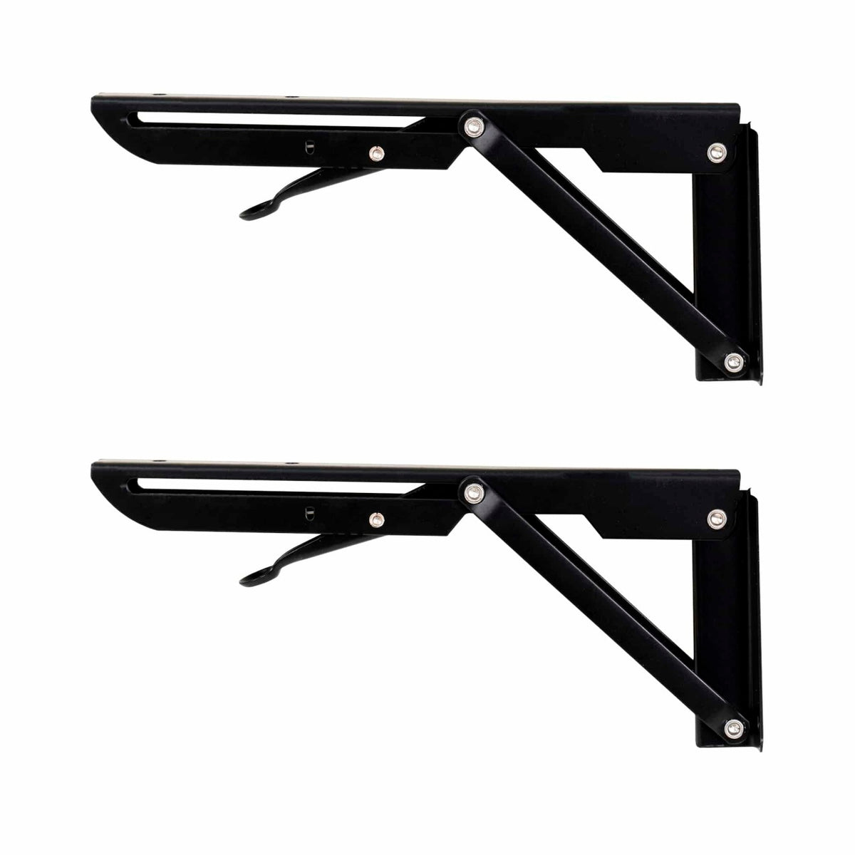 Set 2 suporti pliabili metalici pentru raft, 250mm, culoare negru