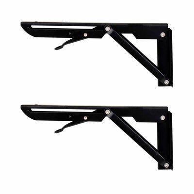 Set 2 suporti pliabili metalici pentru raft, 250mm, culoare negru