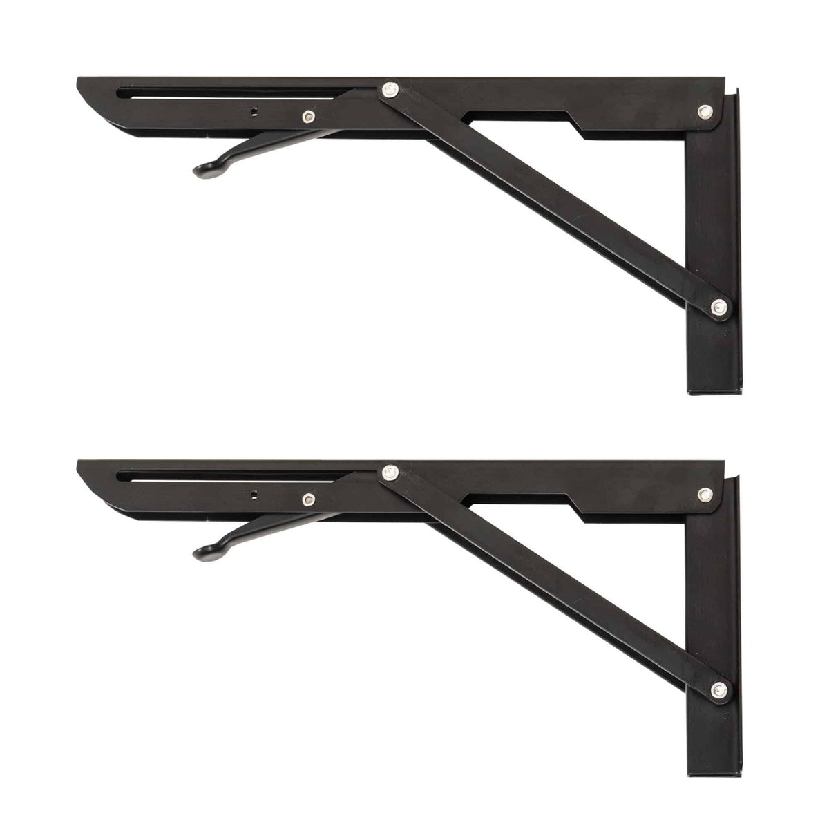 Set 2 suporti pliabili metalici pentru raft, 300mm, culoare neagra