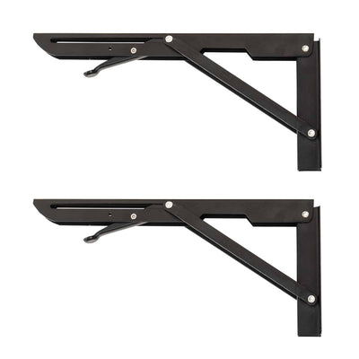 Set 2 suporti pliabili metalici pentru raft, 300mm, culoare neagra