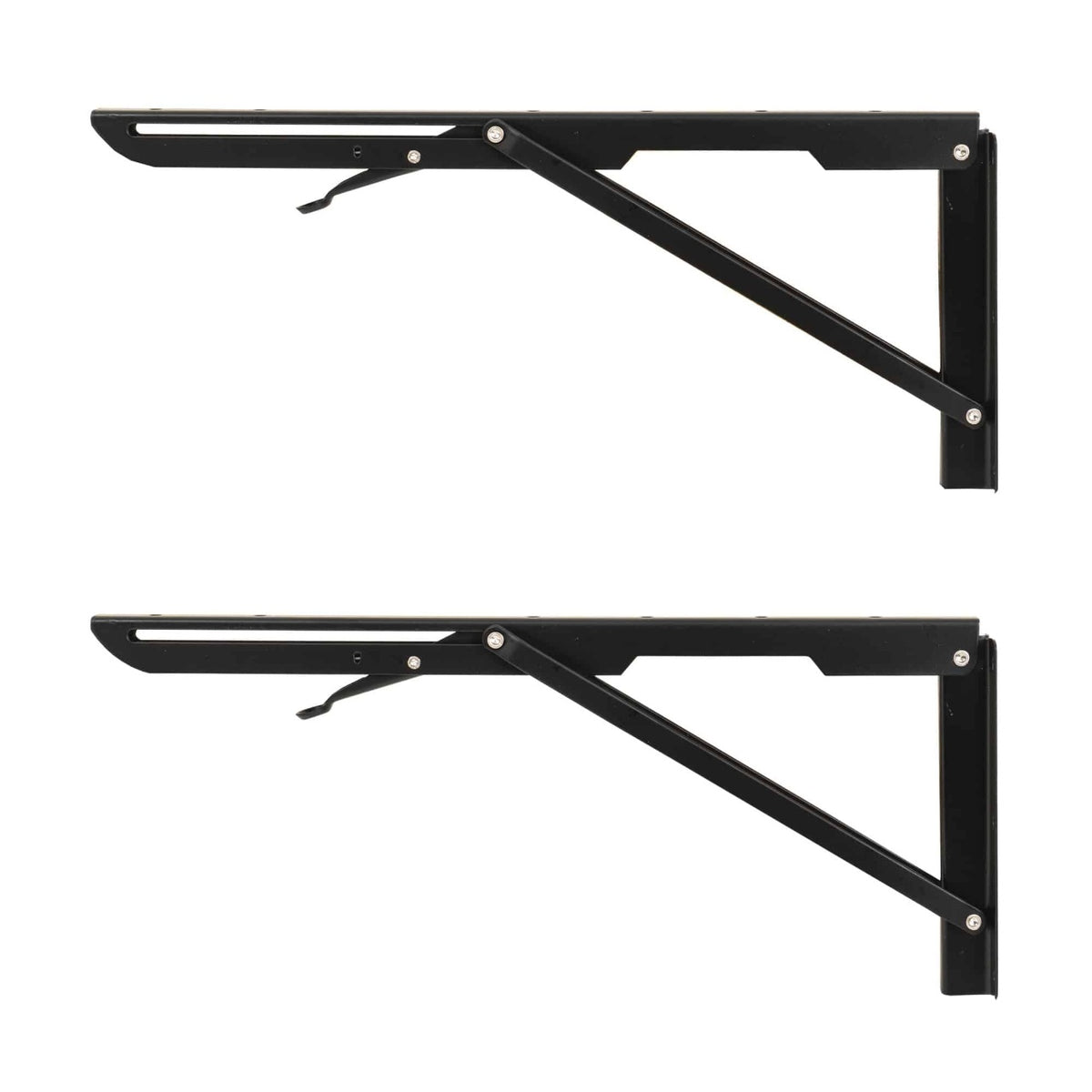 Set 2 suporti pliabili metalici pentru raft, lungime 400mm, culoare negru