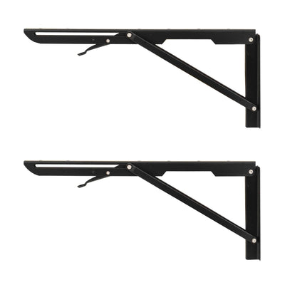 Set 2 suporti pliabili metalici pentru raft, lungime 400mm, culoare negru