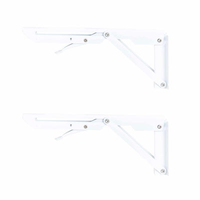 Set 2 suporti pliabili pentru raft, lungime 250mm, alb