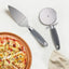 Set 2 ustensile pentru pizza, spatula si cutit, din otel inoxidabil, maner practic din ABS, negru/argintiu