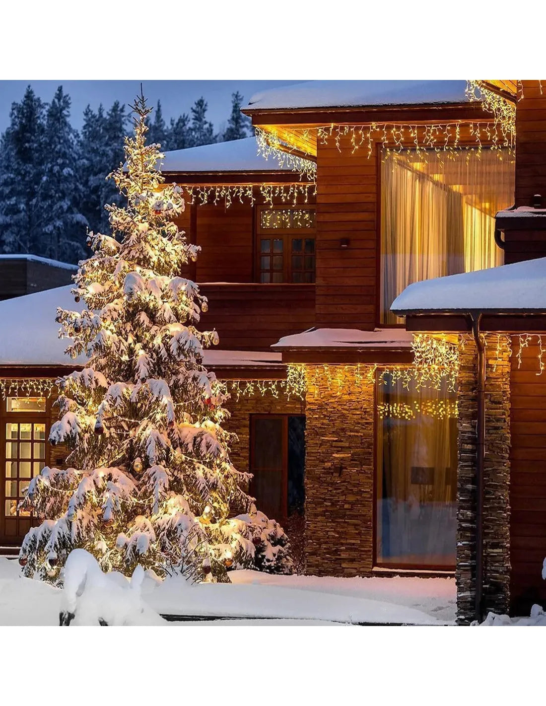 Instalație LED tip țurțuri, 400 LED-uri, 15 m, alb cald – imagine 3