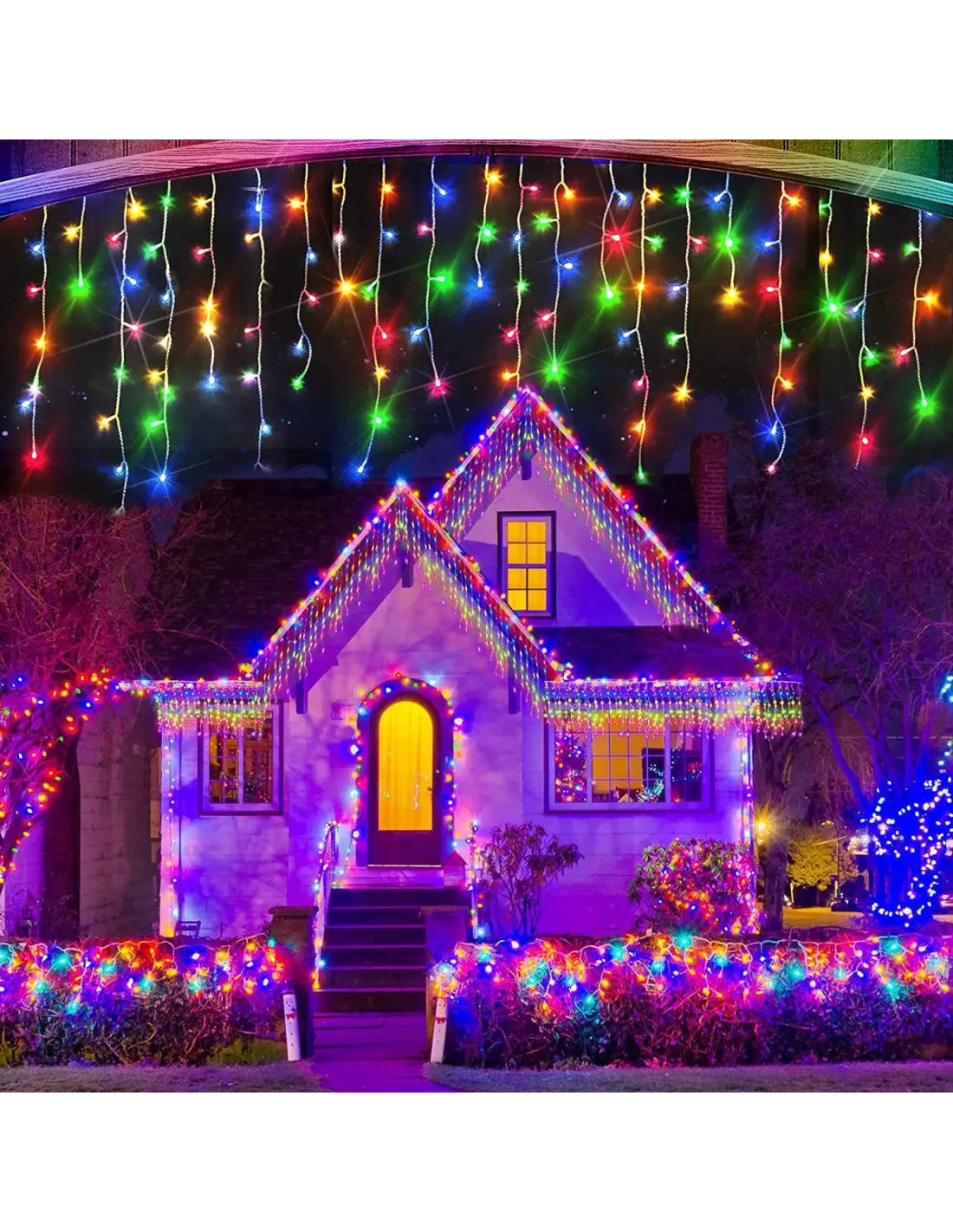 Instalație LED tip țurțuri, 500 LED-uri, 25 m, multicoloră – imagine 4
