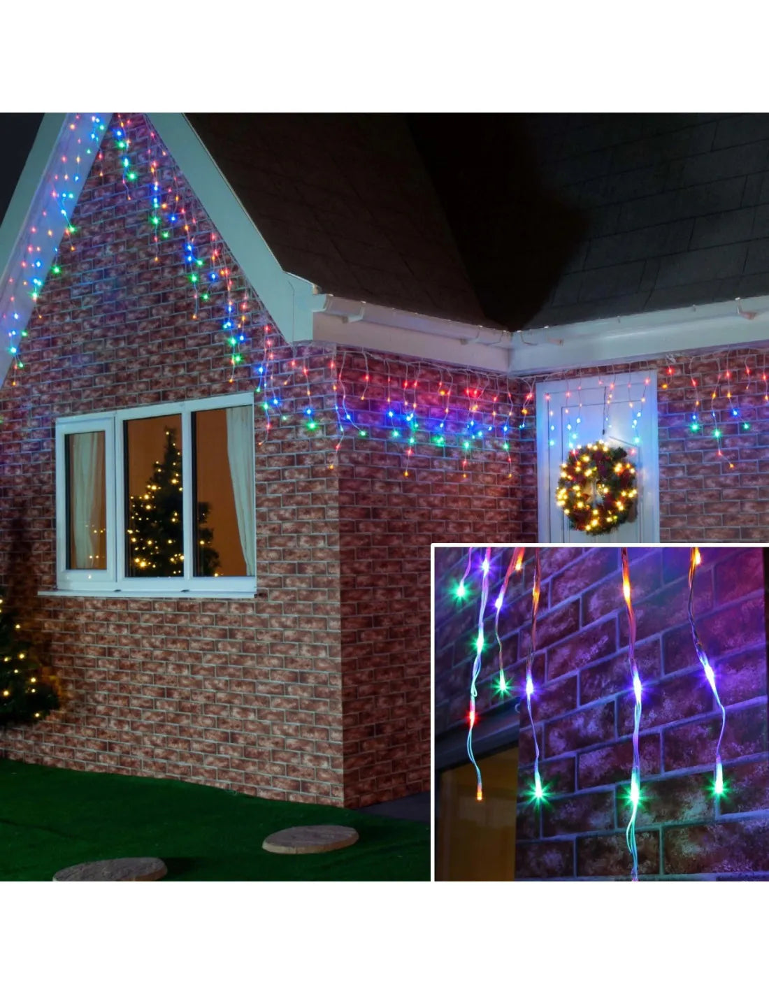 Instalație LED tip țurțuri, 400 LED-uri, 15 m, multicoloră – imagine 2