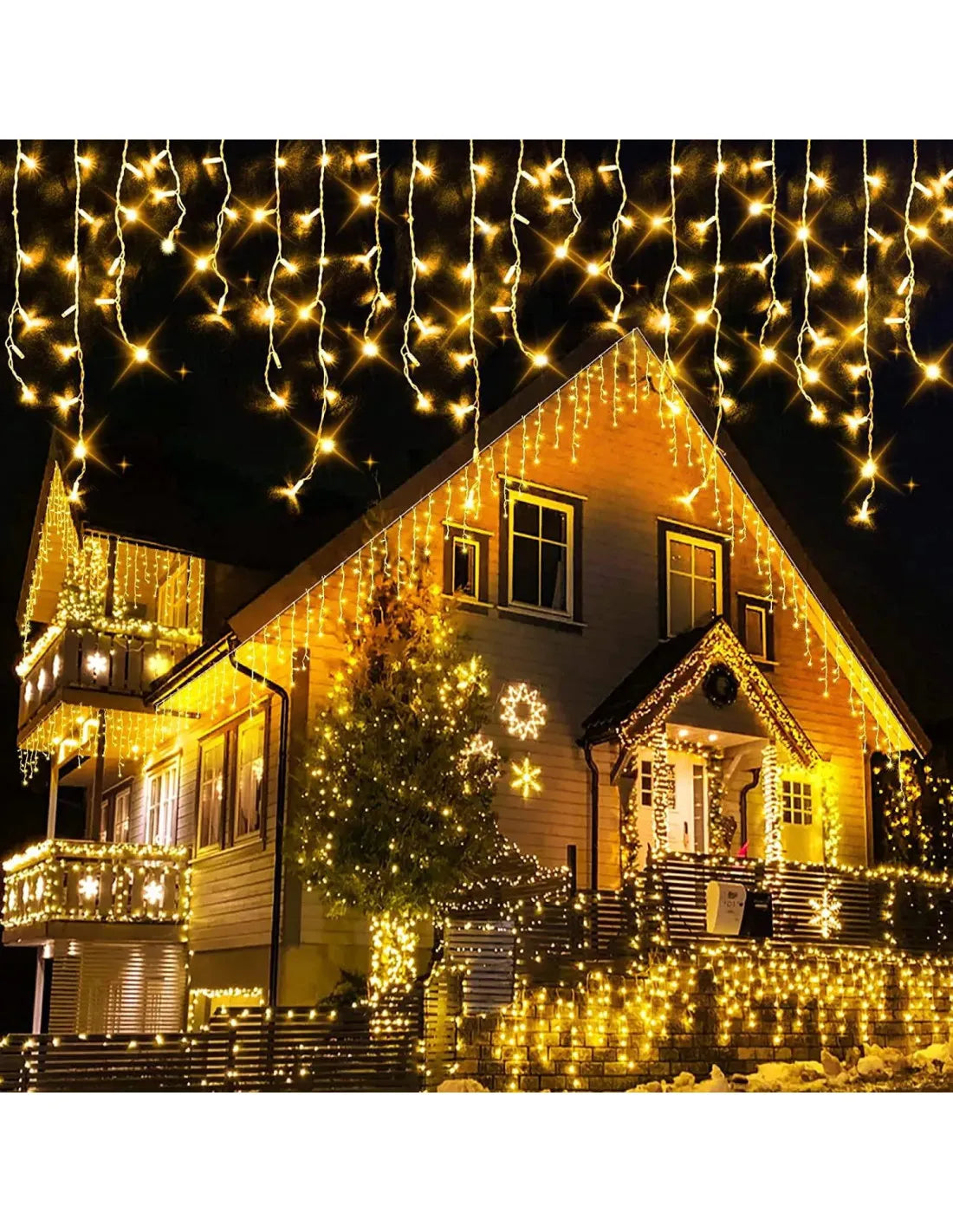 Instalație LED tip țurțuri, 700 LED-uri, 35 m, alb cald – imagine 3