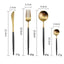 Set 24 de tacamuri, din otel inoxidabil, potrivit pentru 6 persoane, design modern, negru/auriu