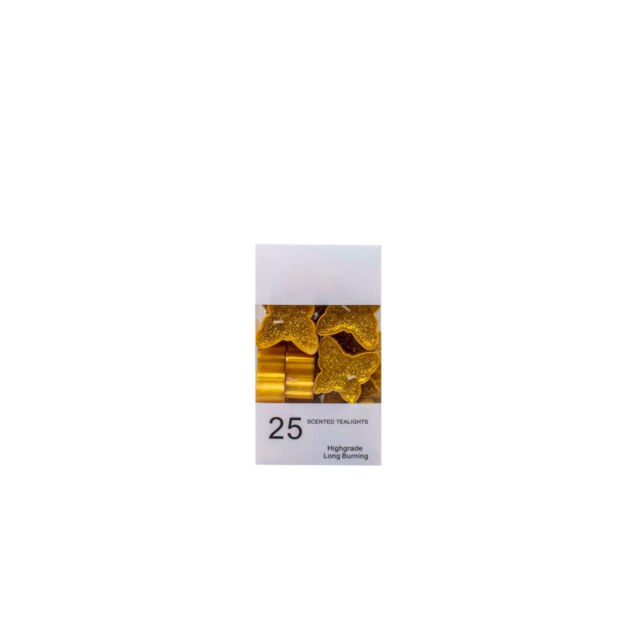 Set 25 lumanari decorative fluture galben, dimensiuni mici, ideale pentru decor