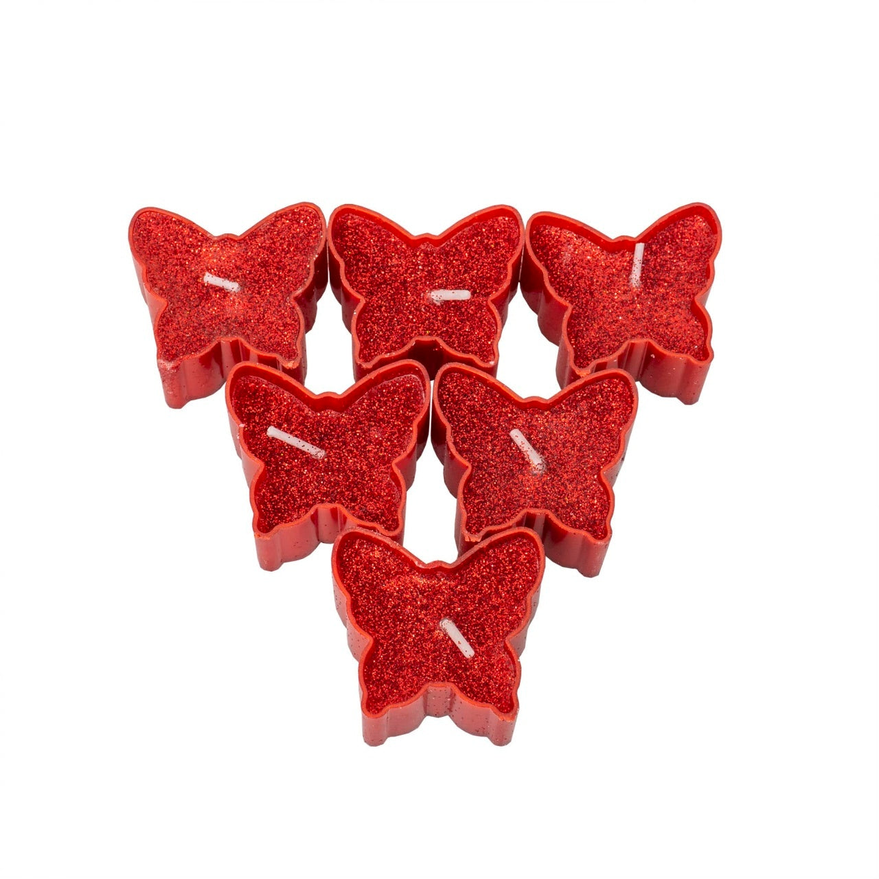 Set 25 lumanari decorative fluture rosu, dimensiuni 4x3.7x1.7 cm