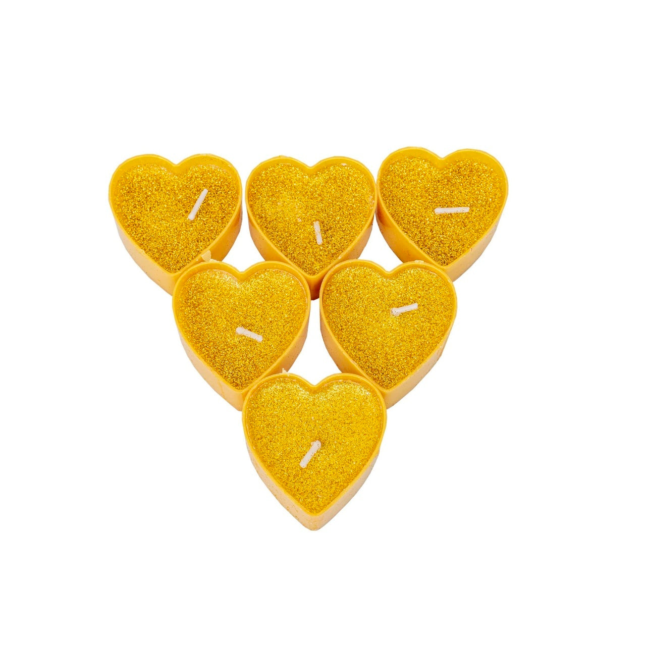 Set 25 lumanari decorative galbene, forma inimoara, 4x4x1.7 cm