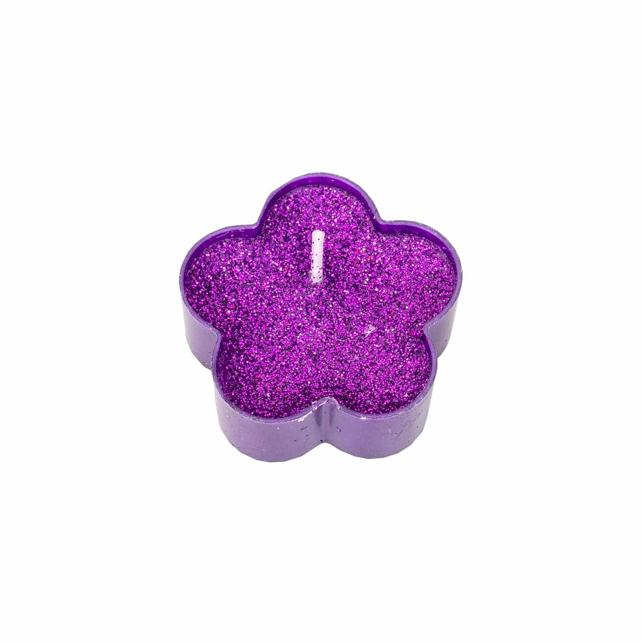 Set 25 lumanari decorative mov, forma floare, dimensiuni 4x4x1.7 cm