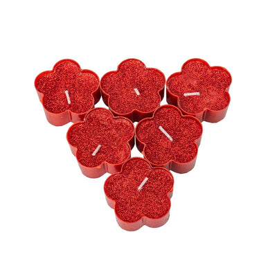 Set 25 lumanari decorative rosii, forma floare, 4x4x1.7 cm