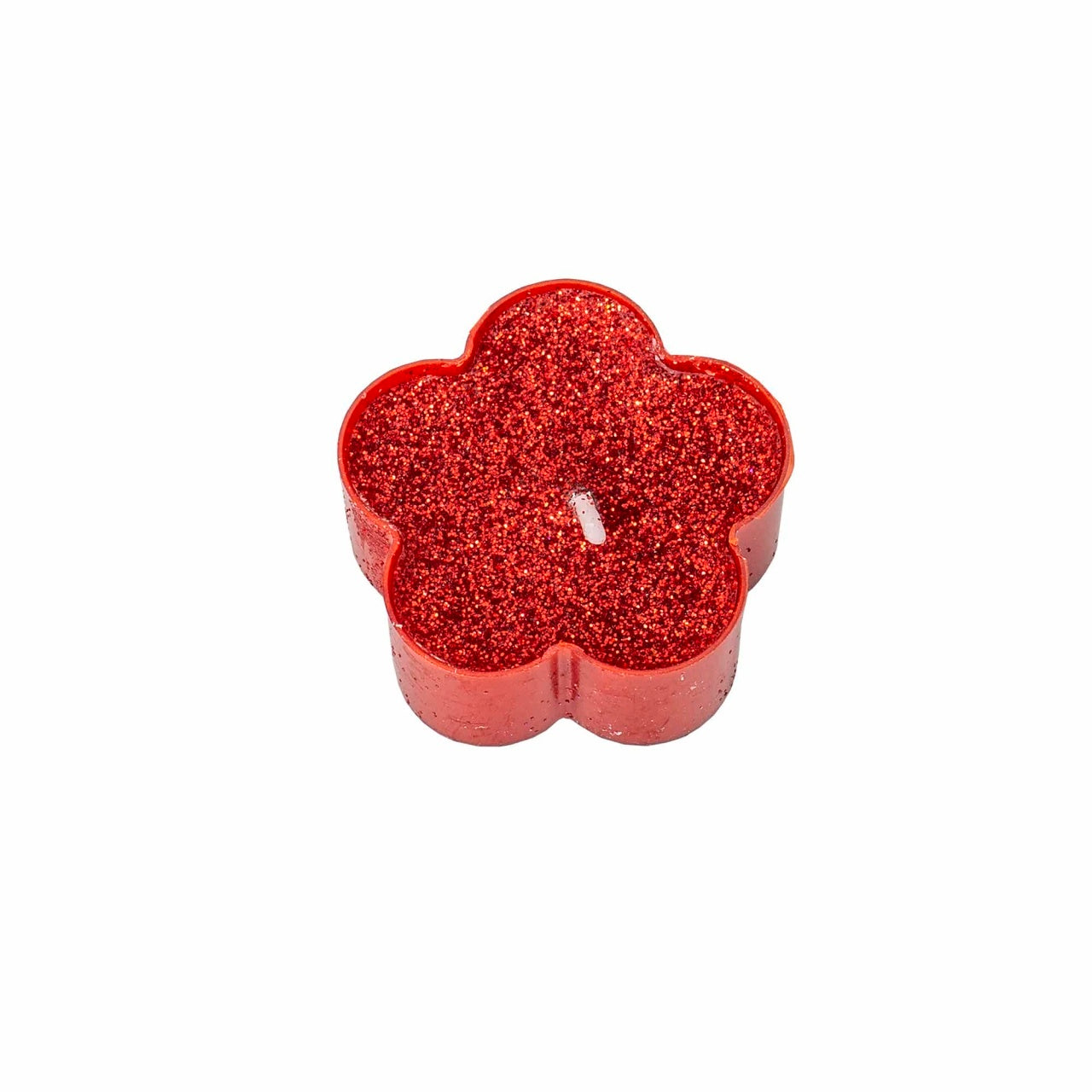 Set 25 lumanari decorative rosii, forma floare, 4x4x1.7 cm