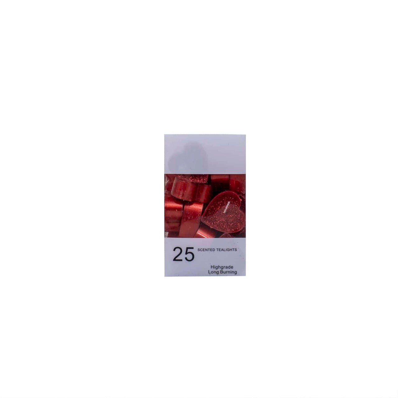 Set 25 lumanari decorative rosii, forma inima, dimensiuni 4x4x1.7 cm