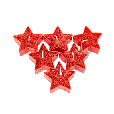 Set 25 lumanari decorative rosii, forma steluta, 4x4x1.7 cm
