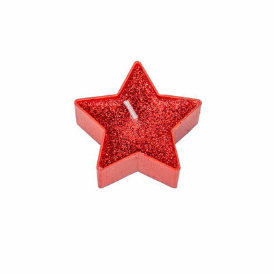 Set 25 lumanari decorative rosii, forma steluta, 4x4x1.7 cm