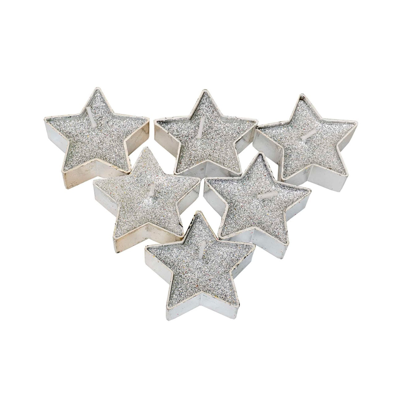 Set 25 lumanari decorative steluta argintiu, 4x4x1.7 cm