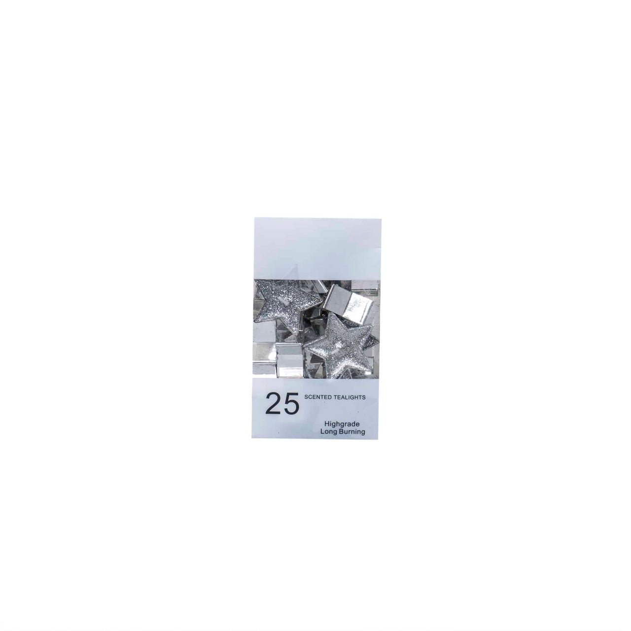 Set 25 lumanari decorative steluta argintiu, 4x4x1.7 cm