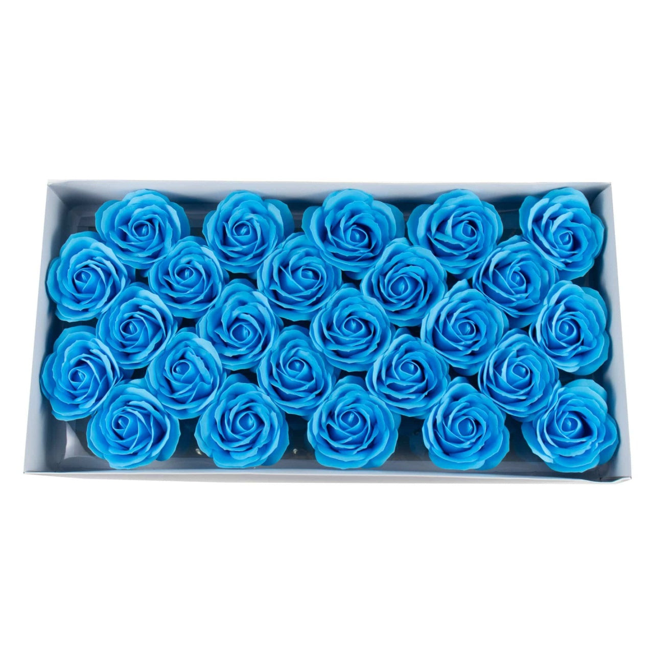 Set 25 trandafiri mari din sapun, parfum fin, culoare turcoaz