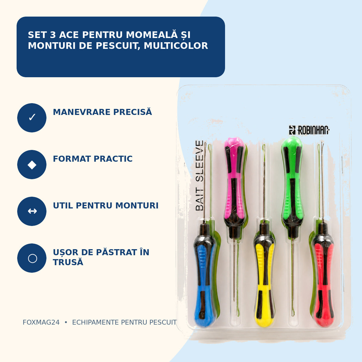 Set 3 Ace pentru Momeală și Monturi de Pescuit, Multicolor – caracteristici