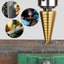 Set 3 burghie pentru metal, tip freza in trepte, din otel si titan, dimensiuni 4-10mm, 4-20mm, 4-32mm, auriu