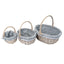 Set 3 cosuri din rachita ovale, gri inchis cu material textil