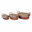 Set 3 cosuri ovale din rachita cu manere, maro inchis, cu material textil