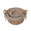 Set 3 cosuri rotunde de rachita cu manere, maro deschis, dimensiuni variate