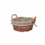 Set 3 cosuri rotunde din rachita cu manere si material textil, maro inchis