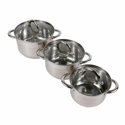 Set 3 cratite inox cu capace sticla termorezistenta, 1.5L, 2L, 3L