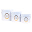 Set 3 cutii cilindrice albe cu model, dimensiuni diferite si snur