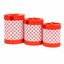 Set 3 cutii cilindrice cu model, culoare rosie, dimensiuni diferite