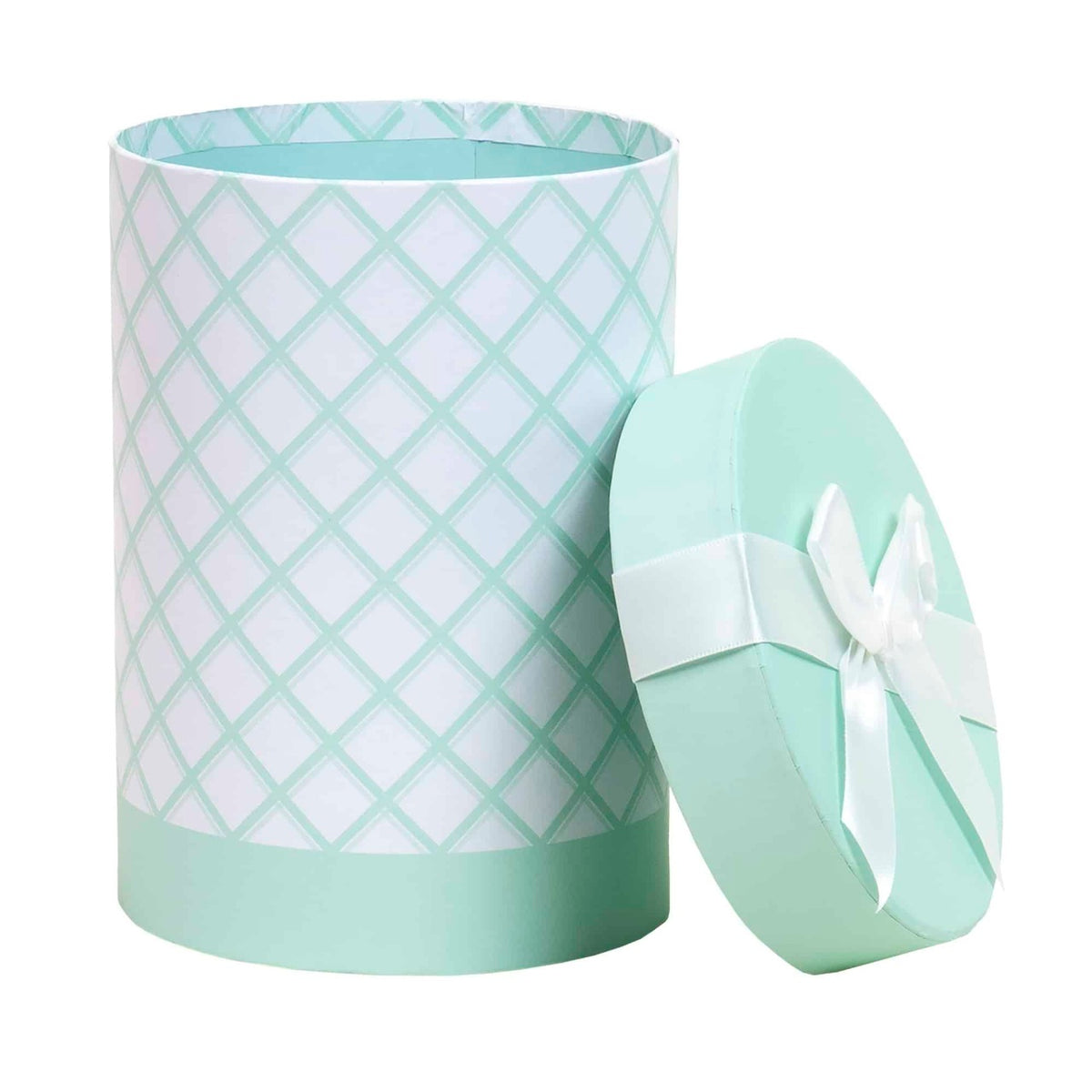Set 3 cutii cilindrice cu model, culoare verde, dimensiuni variate