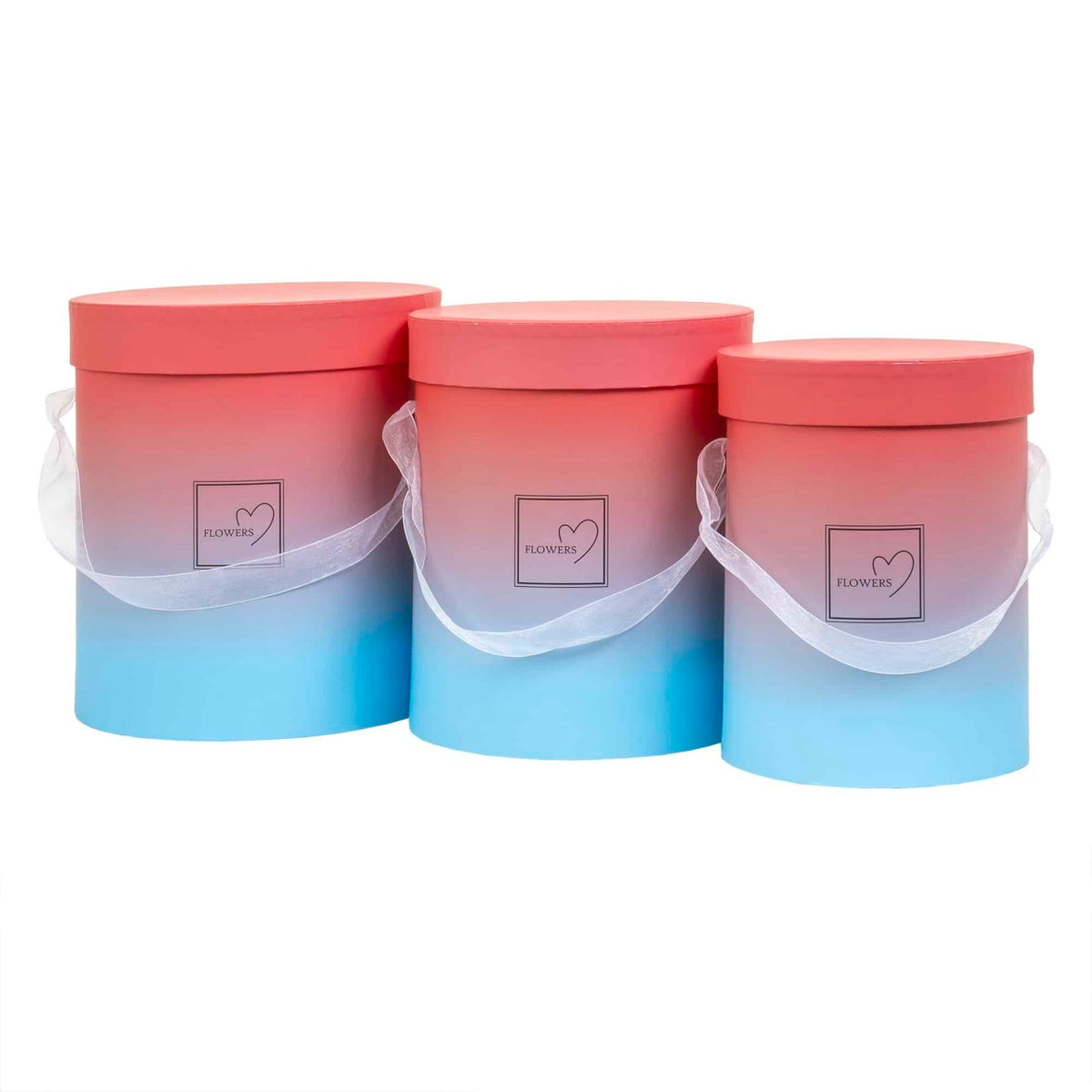 Set 3 cutii cilindrice cu model, diferite dimensiuni, cu snur