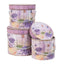 Set 3 cutii cilindrice cu model lavanda, roz, dimensiuni diferite