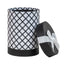 Set 3 cutii cilindrice cu model, negru, dimensiuni diferite