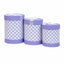 Set 3 cutii cilindrice mov cu model, dimensiuni diferite pentru decor si cadouri