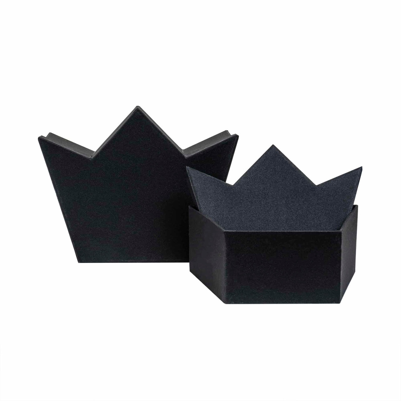 Set 3 cutii coronita negre, dimensiuni diferite pentru decor sau cadouri