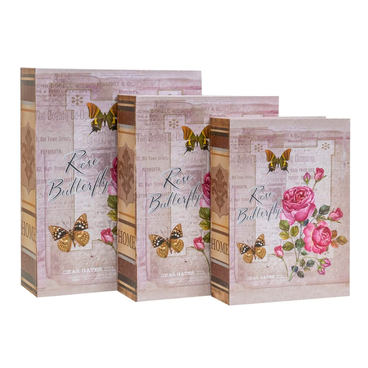 Set 3 cutii cu forma de carte, dimensiuni diferite pentru decor si cadouri